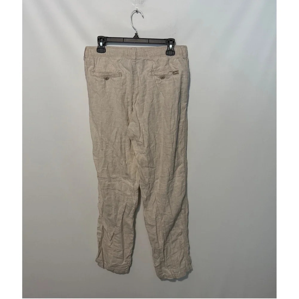 Tommy Bahama Pants Mens Small Beige 100% Linen Drawstring Elastic Waist Cabana